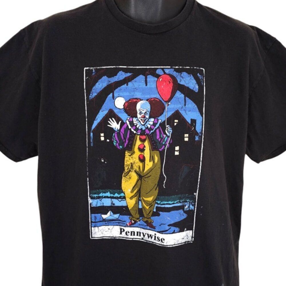 IT Movie T Shirt Mens Size XL Black Pennywise Horror Tim Curry Stephen King